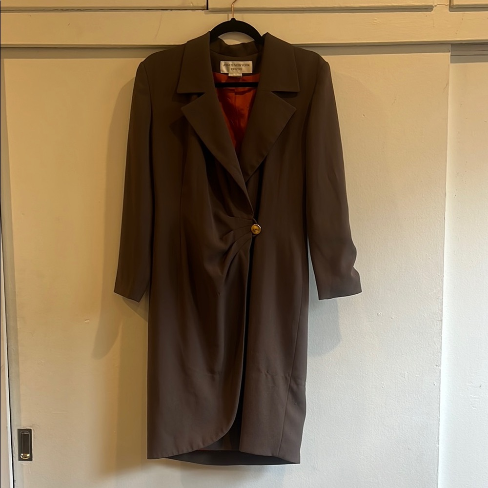Elegant Vintage Brown Women's Coat Dress